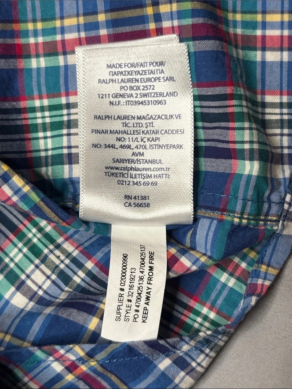 Ralph Lauren Boys Navy Green Red Plaid Button-Down Long Sleeve Shirt Size 3 3T